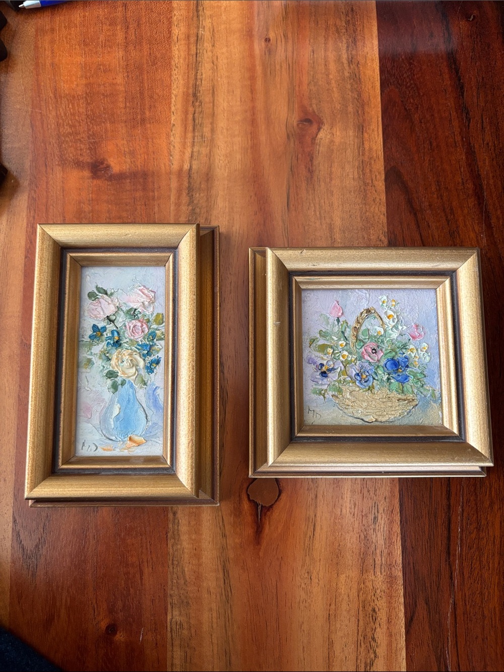 Gold Framed Miniature Floral Wall Art - Set of 2